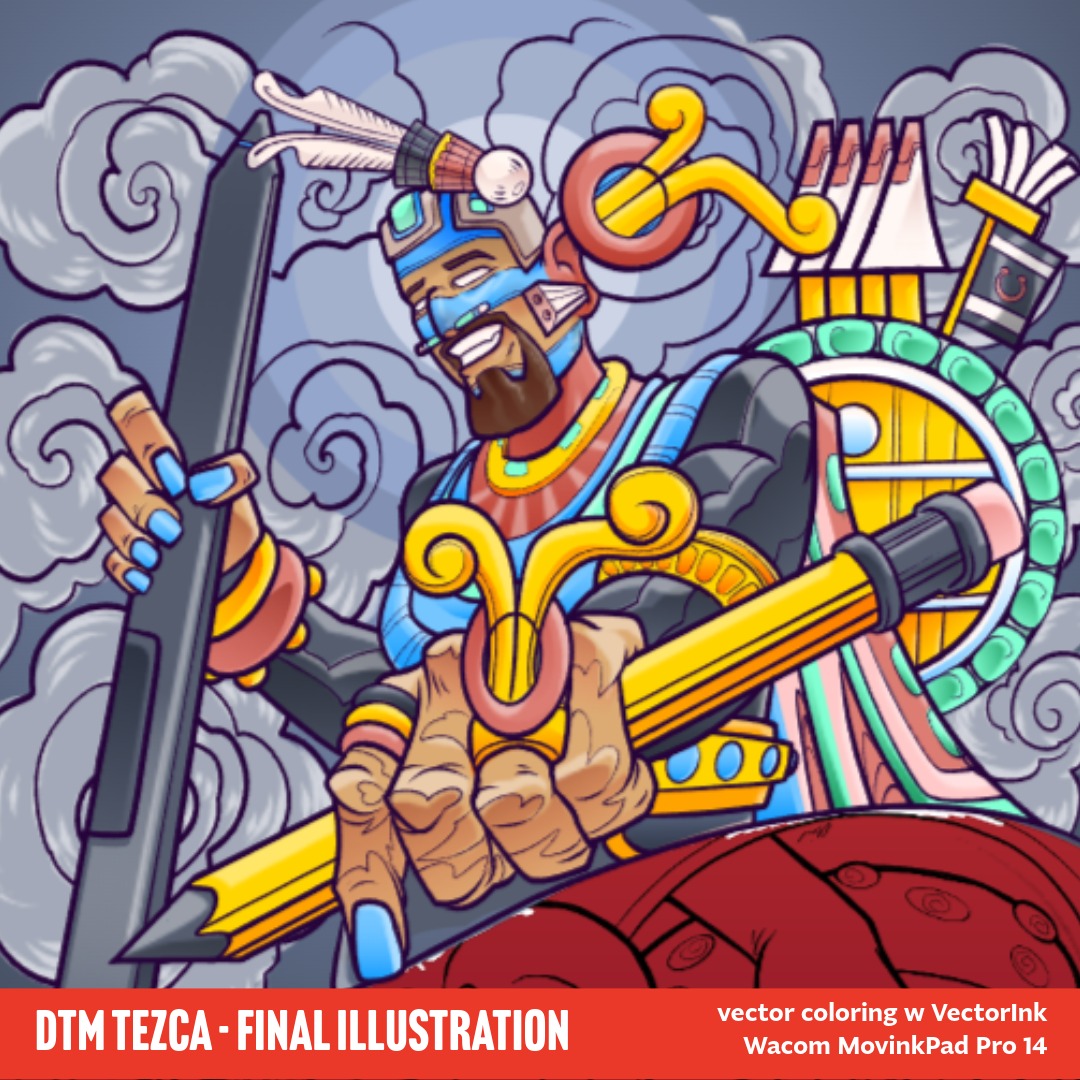 deltatangomike's tweet photo. Day 281 - DTM Tezca
part cover design for The Super Collaboration Project 

vector coloring on @VectorInkStudio and @Wacom MovinkPad Pro 14 w dat @Snapdragon 

#warmupsketches365 #ArtLife #DTM #DigitalArt #Creativity #Storyteller #Vectober2026 https://t.co/xPZhZQ6Gxb
