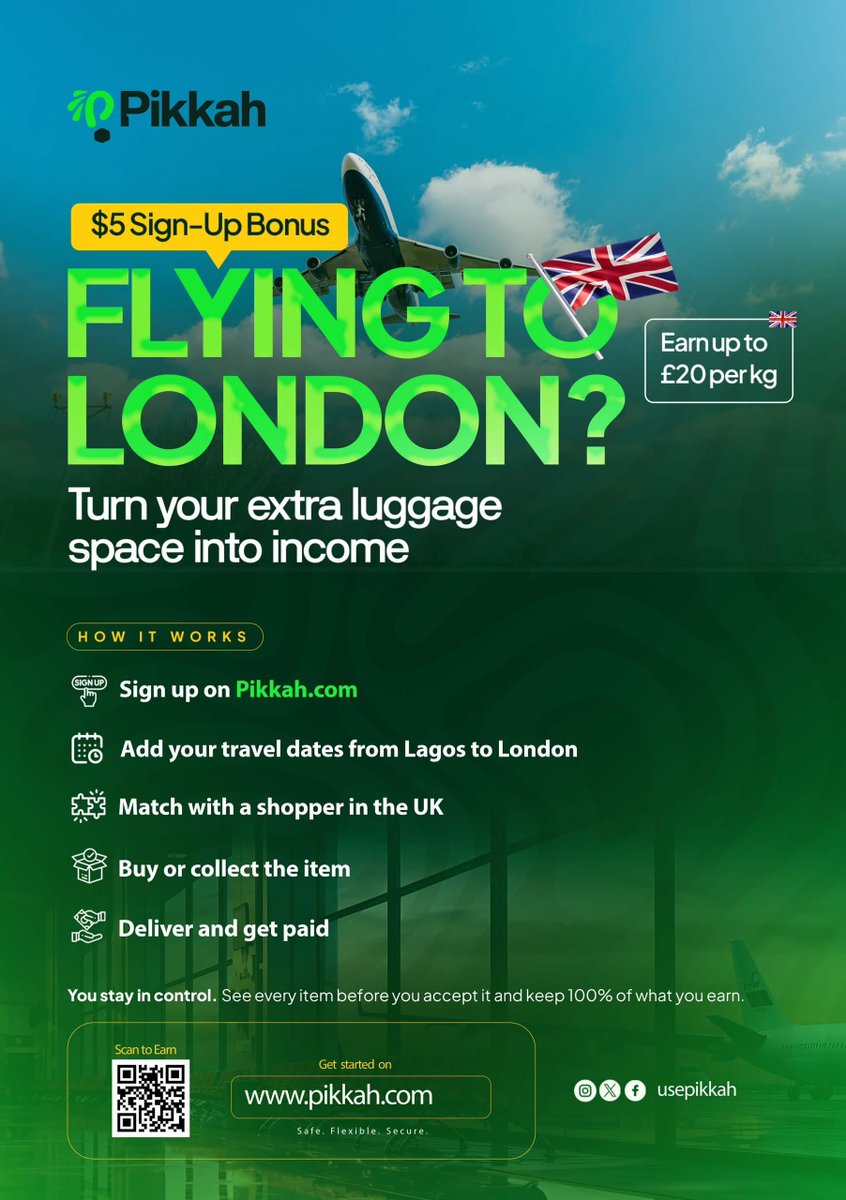 talktoojogbon's tweet photo. Why pay over $100 for international shipping when someone flying your way can just bring it for you? 🤷‍♂️
​Whether you want to send items fast or monetize your extra bag space as a traveler, @usepikkah got you covered
​Sign up here 👇👇
https://t.co/nYA3NZU5S6
​#Pikkah #UsePikkah https://t.co/t6xsiAkotl