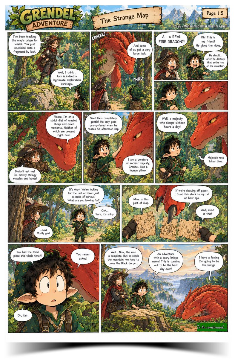 ClarkAsakuraEl's tweet photo. 27th Grèndel Adventure comics. 🙂
Title: "The Strange Map" Part 2
- Story/Concept/Design: Muhammad Umar Hasyim Ashari (Clark Asakura El)
- Drawing/Art: ChatGPT
- Editing: Various Android photo editor apps
#GrèndelAdventures #Comics #OriginalComics #TheStrangeMap https://t.co/KdHFy4BUGv