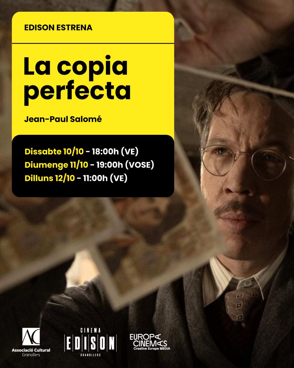edisoncinema's tweet photo. 💰 Basada en la història real d’un falsificador!
🎬💸 La copia perfecta #EdisonEstrena
🗓 Dissabte 10/10 a les 18:00h (VE)
🗓 Diumenge 11/10 a les 19:10h (VOSE)
🗓 Dilluns 12/10 a les 11:00h (VE)
🎟️ https://t.co/vAtr9sXGGg! https://t.co/3eB2KyN4di