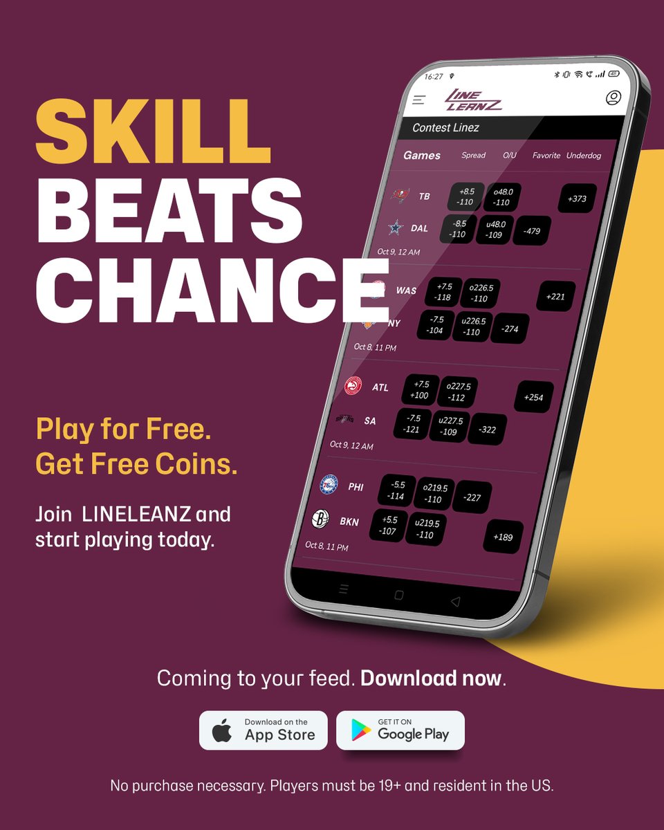 lineleanz's tweet photo. Skill beats chance. π§
#LineLeanz = skill-based sports contests where you go head-to-head with other players.
Think you've got the edge? π² Download from the App Store (Android | iOS)
No purchase necessary. 19+ US only. Void where prohibited.
#LineLeanz #PlayervsPlayer #GameDay #SkillGaming