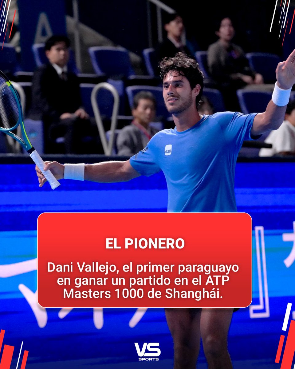 SomosVsSports's tweet photo. #VSPolideportivo | Un año fenomenal👏
Adolfo Daniel Vallejo se convirtió este jueves en el primer tenista paraguayo en ganar un partido en el ATP Masters 1000 de Shanghái.
#Tenis #ATP1000 #Shanghái https://t.co/3x9mpYDZP5