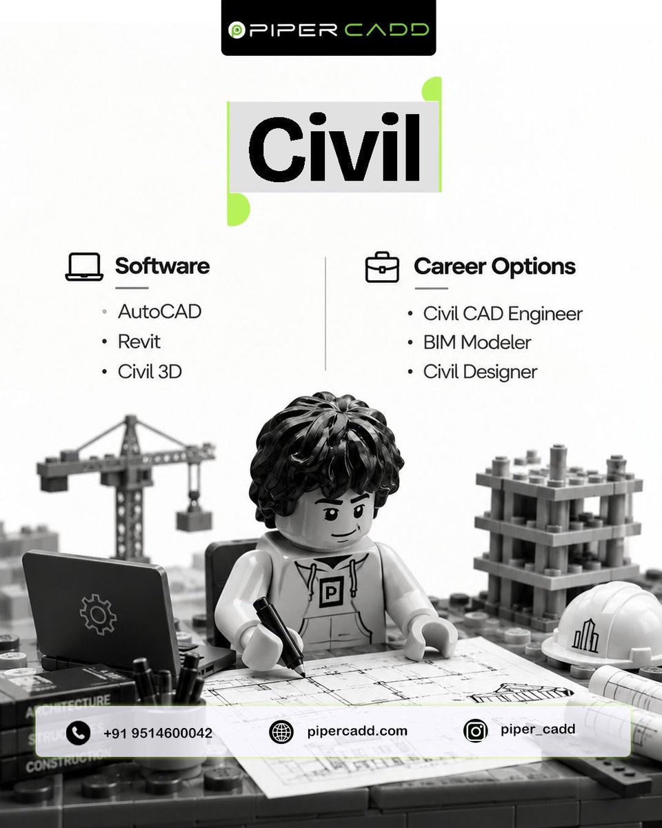 PiperCadd's tweet photo. Which CAD path is right for your career? 🔧🏗️🏭

#PiperCADD #CADCareer #MechanicalDesign #CivilDesign #PipingDesign #CADJobs https://t.co/Yw57GjBu9r