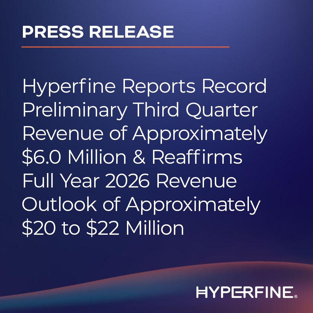 Hyperfine's tweet photo. #NEWS! Hyperfine reports record preliminary third quarter revenue of approximately $6M and reaffirms full year 2026 revenue outlook of approximately $20-$22M. Read full press release https://t.co/BQAL532F65
#Hyperfine #SwoopSystem #MedTech #PortableMRI https://t.co/UzrO8NEf7s