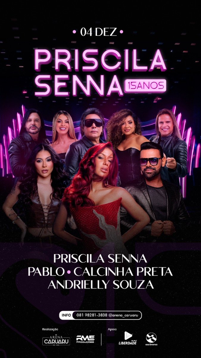 Priscilamusaaa's tweet photo. BRASIL, PREPARA O CORAÇÃO: Priscila Senna, Pablo, Calcinha Preta e Andrielly Souza juntos. Essa noite promete entrar para a história.
INÍCIO DAS VENDAS EM BREVE!
#PriscilaSenna #Pablo #CalcinhaPreta #AndriellySouza #Brega #Sofrencia #BregaRomantico #Show #Pe #brasil #Forro https://t.co/27LwrrFLOq