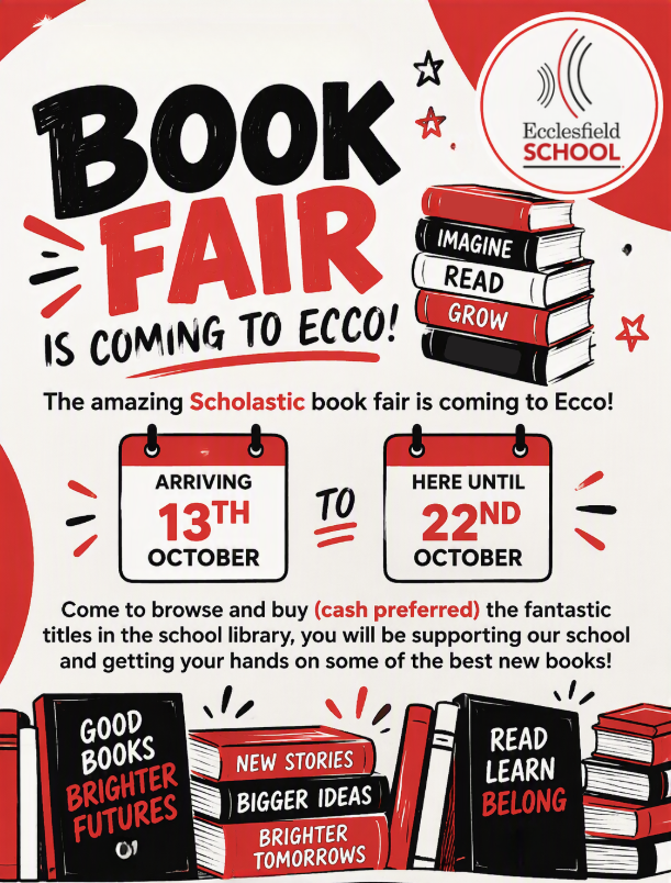 OfficialEcco's tweet photo. We’re excited to announce that the Scholastic Book Fair will be arriving at Ecco on 13th October and will be with us until 22nd October!

Students are welcome to attend the school library to browse and buy from a fantastic selection of books for all ages and interests. Whether they are an avid reader or looking for their next favourite book, there will be something for everyone.

📷 Cash payments are preferred.

Every purchase helps to support our school while giving students access to some of the very best new titles. It's a great opportunity to encourage a love of reading and pick up some fantastic books at the same time!

📷 13th October - 22nd October
📷 School Library

#ScholasticBookFair #LoveReading #Ecco #ReadingForPleasure #SchoolLibrary #BookFair