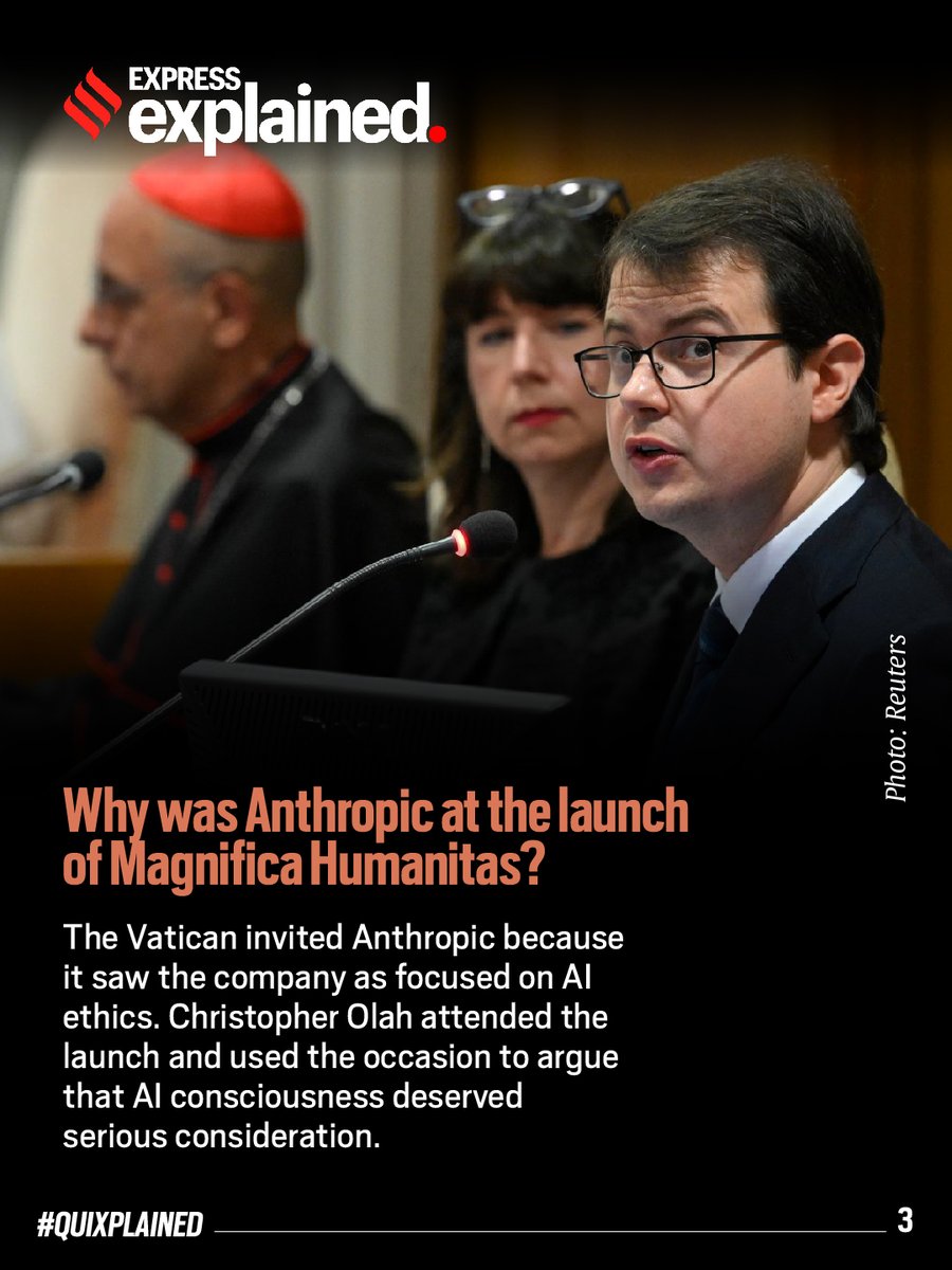 IndianExpress's tweet photo. #ExpressExplained | Why is Anthropic turning to religion to shape Claude’s values? From discussions on AI consciousness and moral status to questions over whose values should guide artificial intelligence, the company is seeking answers from religious thinkers and philosophers.
🔗 https://t.co/wd5IKunNQh
Written by: Anagha Jayakumar