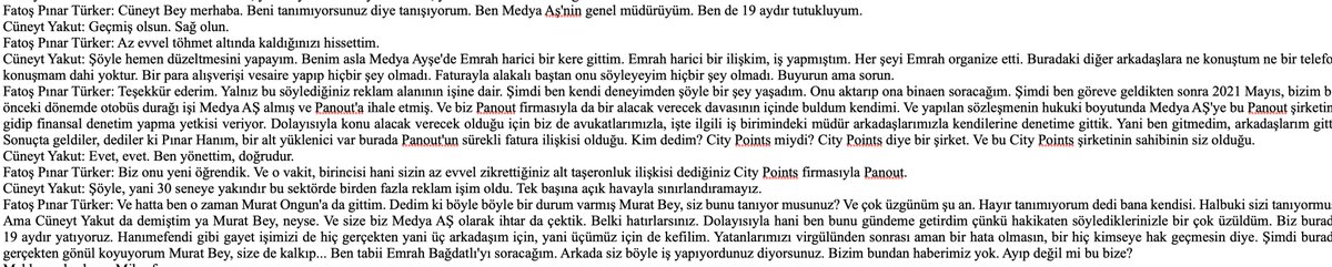 e_ercis's tweet photo. Bugün Ekrem İmamoğlu Çıkar Amaçlı Suç Örgütü davasının görüldüğü duruşmada yaşanan bu diyaloğu ne muhalif medyada ne OnlarTV'de göremeyeceksiniz. 

"Ve hatta ben o zaman Murat Ongun'a da gittim. Dedim ki böyle böyle bir durum varmış Murat Bey, siz bunu tanıyor musunuz? Ve çok üzgünüm şu an. Hayır tanımıyorum dedi bana kendisi. Halbuki sizi tanıyormuş... Biz burada 19 aydır yatıyoruz... Şimdi burada gerçekten gönül koyuyorum Murat Bey.. Arkada siz böyle iş yapıyordunuz diyorsunuz. Bizim bundan haberimiz yok. Ayıp değil mi bu bize?"

Bu cümleleri kuran Medya A.Ş. Genel Müdürü Fatoş Pınar Türker. Mesela siyasi ahlakı ve namusu olduğuna inandığım @gunaydingokhan , bakalım o ahlak ve namusunun gereğini yaparak Türker'in Murat Ongun'a bu sitemi hakkında tek bir twit atabilecek mi göreceğiz...