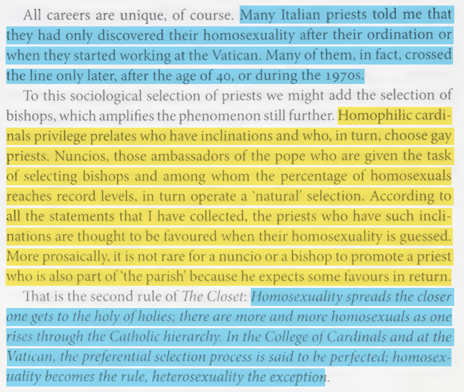toxictiramisu's tweet photo. The Catholic hierarchy is portrayed as a system of mutual protection among closeted gαy clergy: cardinals promote gαy bishops, nuncios and bishops promote others who share their secret. Exposing one could expose the others, so abuse scandals are covered up to protect the network. https://t.co/NATcMPfqkh