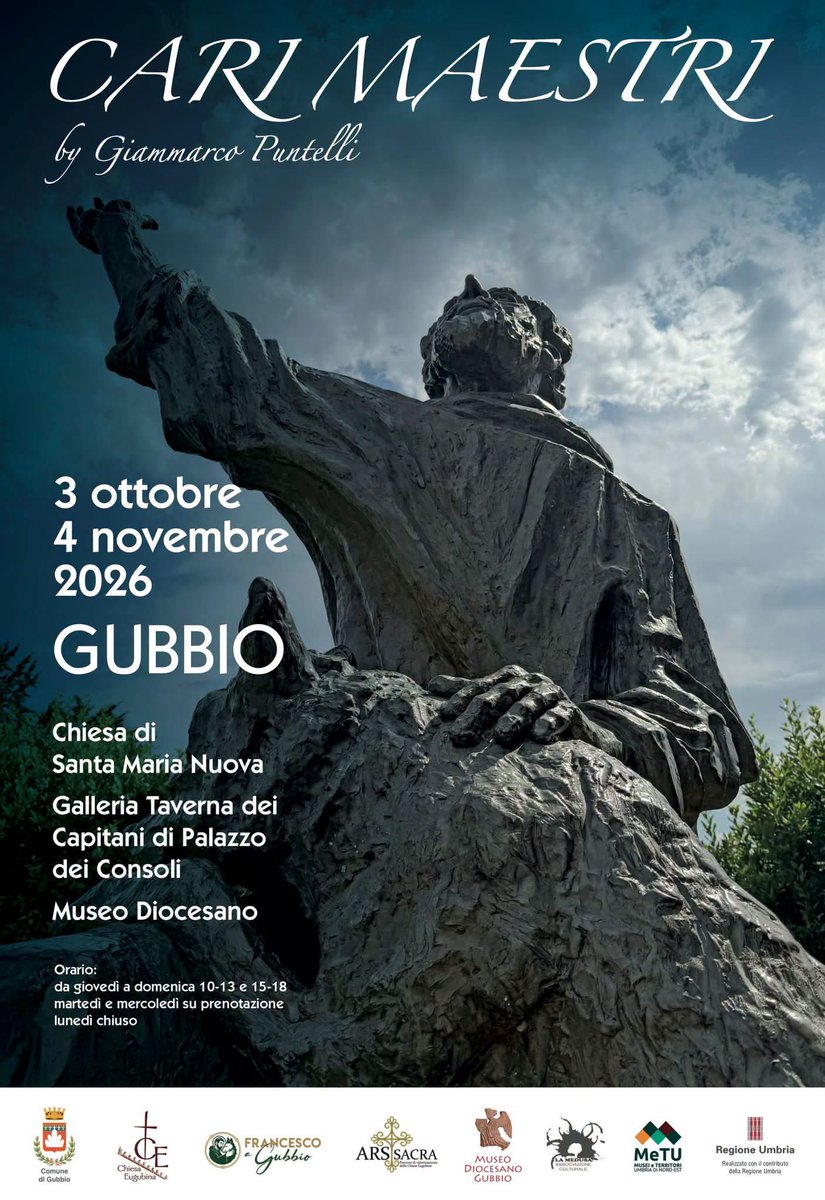 GPuntelli's tweet photo. I media, la divulgazione e le recensioni positive, per Cari Maestri - omaggio alla spiritualità francescana a Gubbio, l’evento che ha portato centinaia di persone in Umbria per il dialogo fra arte contemporanea e spiritualità. Nei giorni scorsi, fra le pagine de Il Corriere della Sera la mia intervista e su Il Corriere dell’Umbria il momento dell’inaugurazione. Presento la location di Santa Maria Nuova, sede delle opere museali di maestri storicizzati e della scultura e delle installazioni di autorevoli maestri contemporanei, clicca qui https://t.co/hgxRXd6J0U