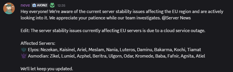 MarkMonkey_'s tweet photo. AION  2 Admin on Discord just posted this, But still no official Server Info.
#AION2 https://t.co/UfswUwHpSs