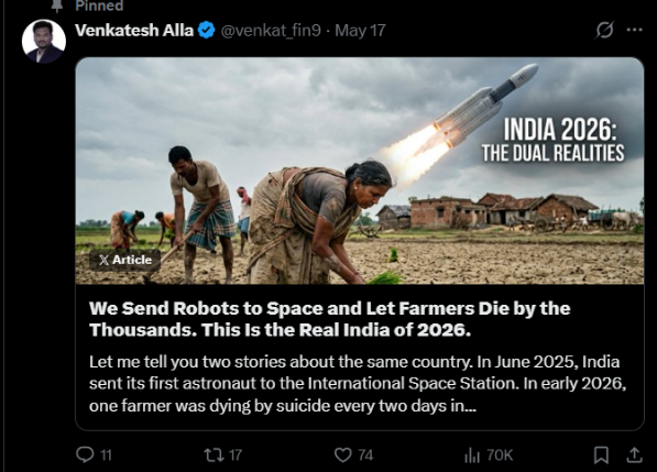 purusa0x6c's tweet photo. on one end, he wants India to stop sending rockets and focus on farmers.
on the other end, he wants starlink to provide internet in India... 

alla ji for you. https://t.co/HAFP3bOZnn