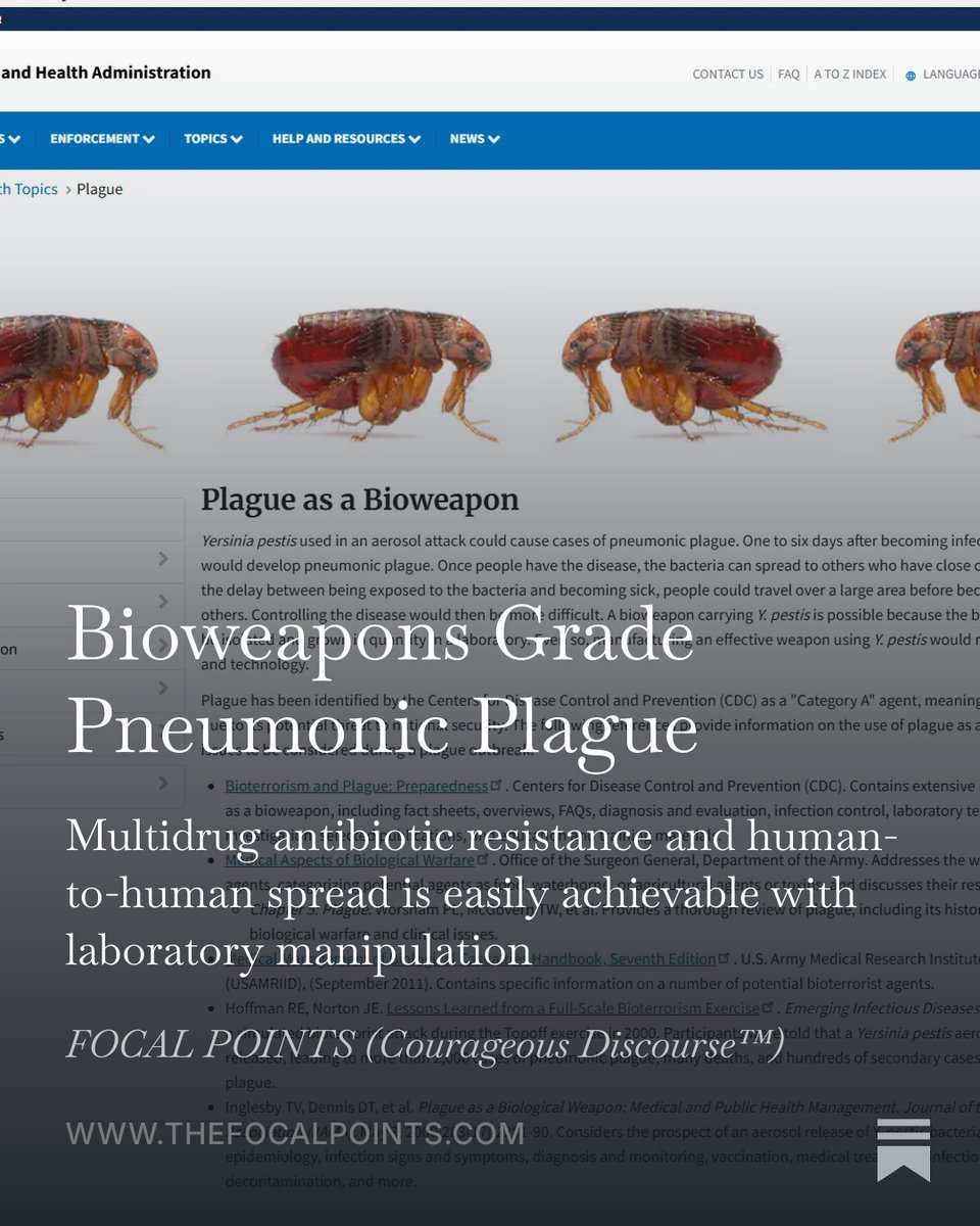 P_McCulloughMD's tweet photo. Bioweapons Grade Pneumonic Plague

Multidrug antibiotic resistance and human-to-human spread is easily achievable with laboratory manipulation.  URL TheFocalPoints.  @McCulloughFund https://t.co/7NOBd1UCn8