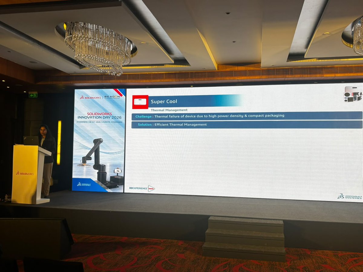 BEACONIndia_3D's tweet photo. MODSIM: Smarter Engineering π
Ms. Jahnavi shares how MODSIM brings modelling and simulation closer togetherβhelping engineers evaluate designs earlier and make confident decisions.
@SOLIDWORKS @Dassault3DS
#SOLIDWORKS #MODSIM #3DEXPERIENCEWorks #SWID2026 #Simulation https://t.co/wFpwhhsi4S