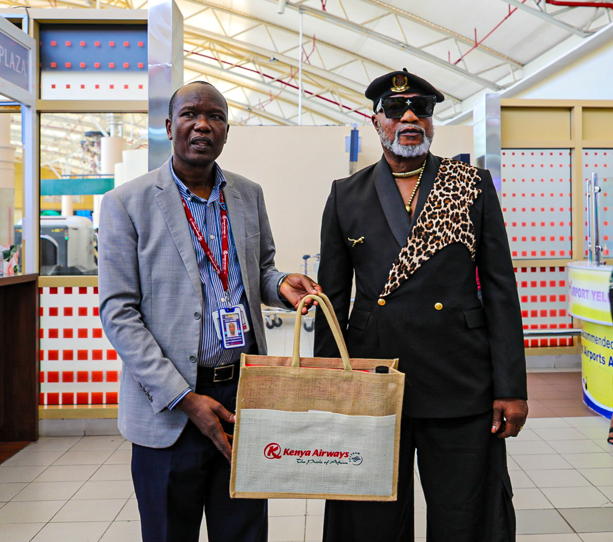 KenyaAirways's tweet photo. Today, we were delighted to welcome renowned music icon Koffi Olomidé to Nairobi ahead of the much-anticipated Machoka @ 50 concert.

He was received by our Head of Ground Services, John Nalianya, as we get ready to celebrate 50 remarkable years of Fred Obachi Machoka’s journey in broadcasting and entertainment.

We’re proud to connect people, cultures and stories across Africa.

#ThePrideOfAfrica