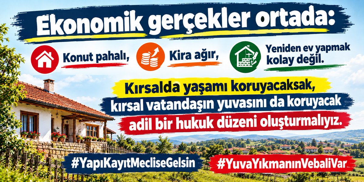 BenMerpol's tweet photo. İnsanlar keyfinden değil, ekonomik şartlar ve barınma maliyetleri nedeniyle kırsala yöneliyor. Kırsalda barınma sorununa ceza ve yıkımla değil, uygulanabilir bir kanunla çözüm getirilmeli. 
#YapıKayıtMecliseGelsin #YuvaYıkmanınVebaliVar
#asels Atilla Taş https://t.co/4IQuCYM6ry