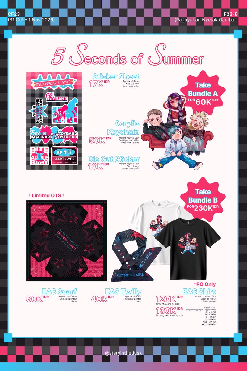 staryinthedusk's tweet photo. [❤️&amp;🔁s v appreciated!]

Stary's Catalogue for #CF23

✅ Pick Up, Mail Order, and OTS
🗓️ PO: 8-16 Okt 2026 
⭐️ Olivia Rodrigo, Sabrina Carpenter, 5SOS, Original Craft, Musicals, Alien Stage, PLAVE, ORV, and Ghibli.

🔗 di bawah

#CF23catalogue #comifuro #comifuro23

(1/3) https://t.co/ly3EmWCAhg