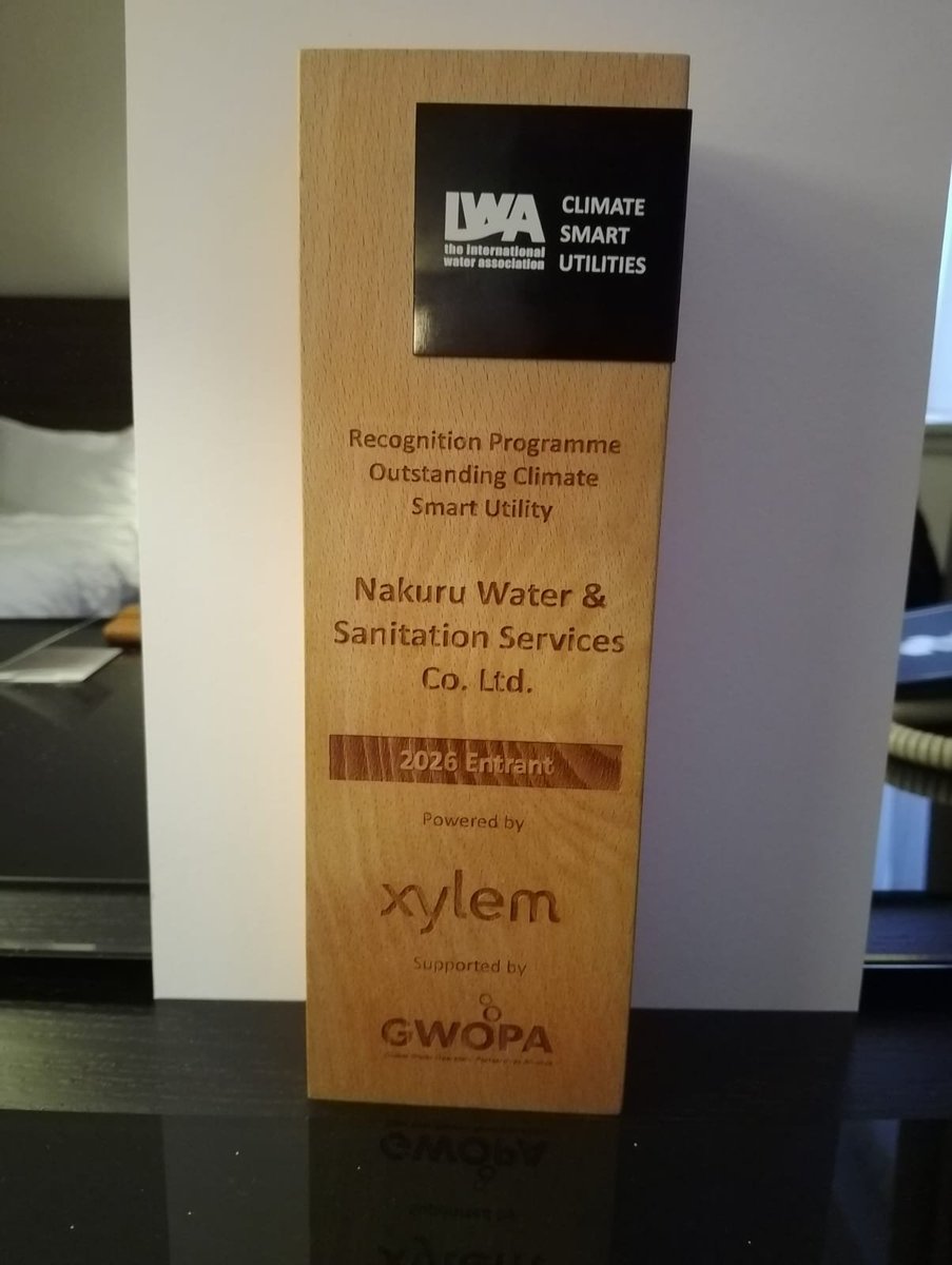 NakuruWater's tweet photo. 🇰🇪🌍 Proud moment for Kenya and Africa!
@NakuruWater named an OUTSTANDING Climate Smart Utility at the @IWAHQ #WorldWaterCongress in Glasgow 🏆
Top 7 out of 152 utilities worldwide! 🥳
#EnrichingLife 
#ClimateSmartUtilities #Glasgow2026 https://t.co/QD9iwkZ4u3