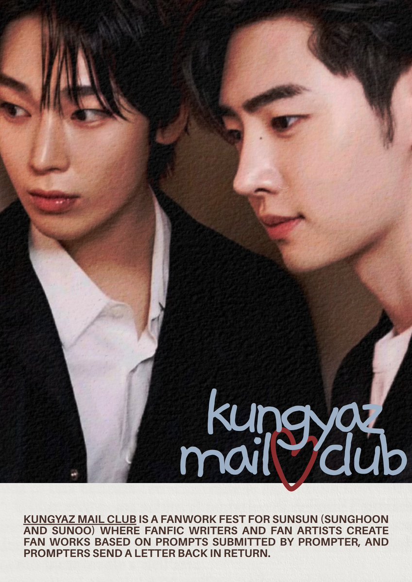 mailsforkungyaz's tweet photo. ⌜ get to know 📬kungyaz mail club!⌟
　 　
⋆. sunsun fanwork-for-letter exchange fest for fic writers, fan artists, and readers.

🛣️ https://t.co/4BuSRqLnc8 https://t.co/FJtRzwoAc9