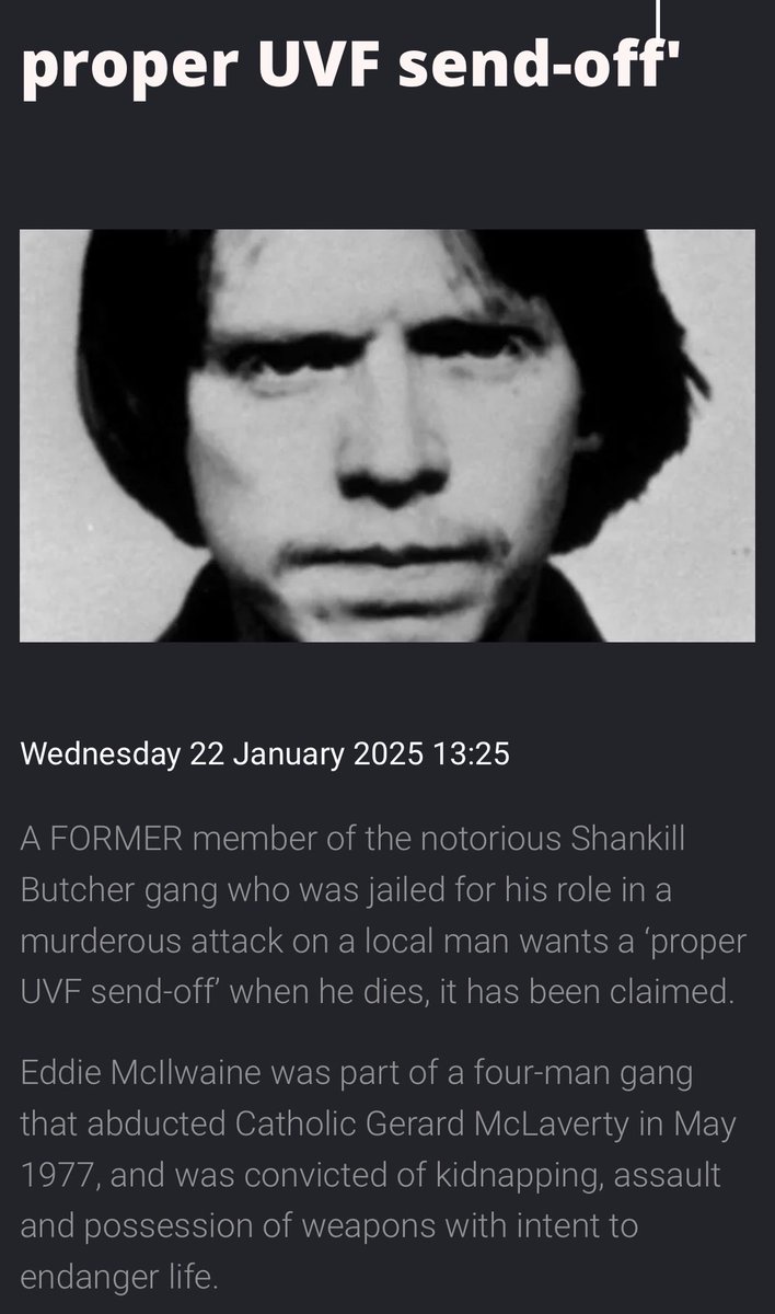 GhostOfDunne's tweet photo. What's that about the Orange order not being sectarian and connected to loyalist paramilitary organisations ?

Eddie McIlwaine (Shankill butcher &amp; UVF), a member of the Orange Order wearing a sash for Old Boyne Island Heroes Loyal Orange Lodge 633 https://t.co/8PrCUObUyt