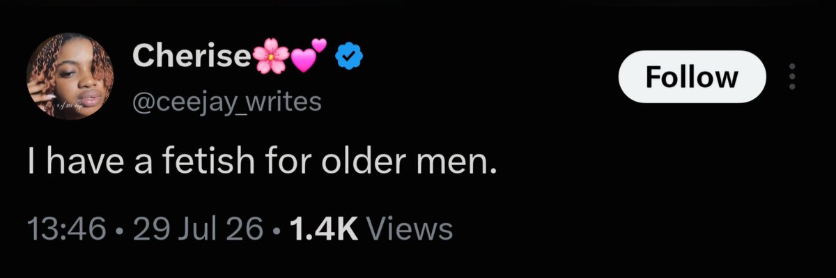 guzu_p's tweet photo. In their prime, they see men their age as small boys and go for older men but as soon as they hit their 30s, passed their prime and lost value in the dating market and men no longer desire them, they start calling them predators for going for 18 years old girls.

You preferred older men in your prime but offended older men prefer younger girls?

Just because you have reached menopause doesn't mean you have to limit men prime.

Your time is gone and dusted. Now, we're fishing for fresh fishes.

Don't hate the player. Hate the game!

The game might be brutal but it's still fair.