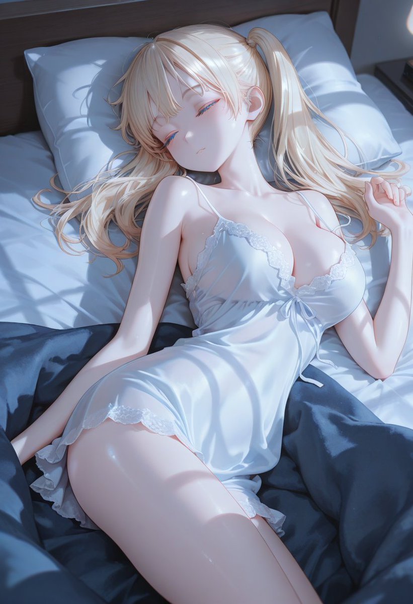 RequiemAIX's tweet photo. Elena Twin fell asleep in that tiny white strap nightdress and the blanket did not stay on. Moonlight, messy twintails, and the rest of the night got a lot less innocent.
#ElenaTwin #Nightdress #BlondeTwintails #NSFW #Bedroom https://t.co/kVVTqVzxZR