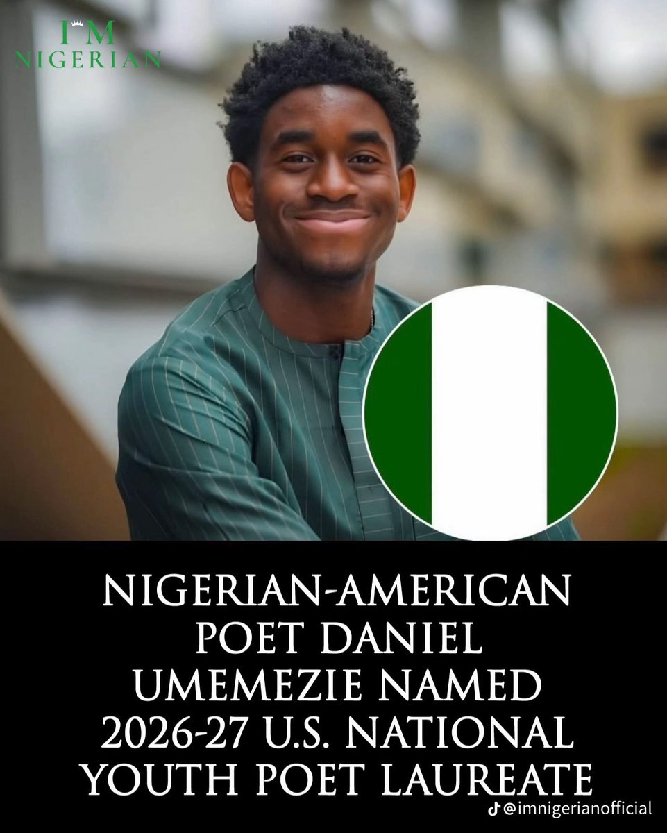 jcokechukwu's tweet photo. American born Poet, Daniel Somtochukwu Umemezie has just been named the 2026-2027 US National Youth Poet Laureate in the United States. 

Congratulations, Som! 

This Harvard lecturer has found a way to soothingly narrate the journey so far. 

I could watch the video a hundred times. 

Enjoy 🔥