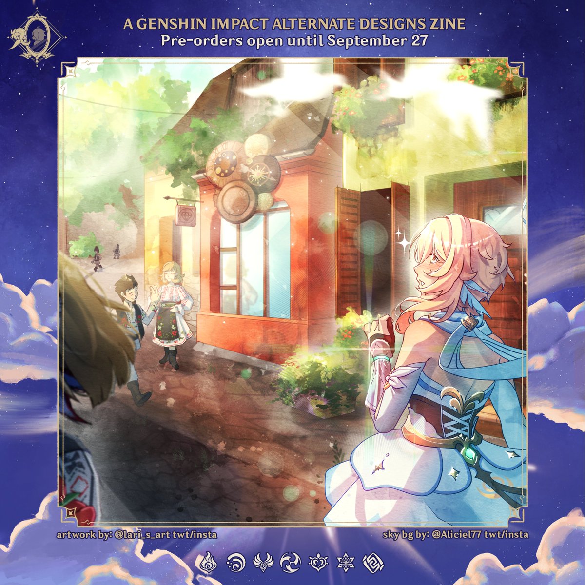 lari_s_art's tweet photo. My preview for @genshinaltzine ! Preorders are currently open!

I had a lot of fun trying to reimagine Mondstadt with a Romanian twist, taking some inspiration from places I've personally visited and others I've heard about that stuck in my mind :D

#GenshinImpact https://t.co/Ldz7zmbNLC