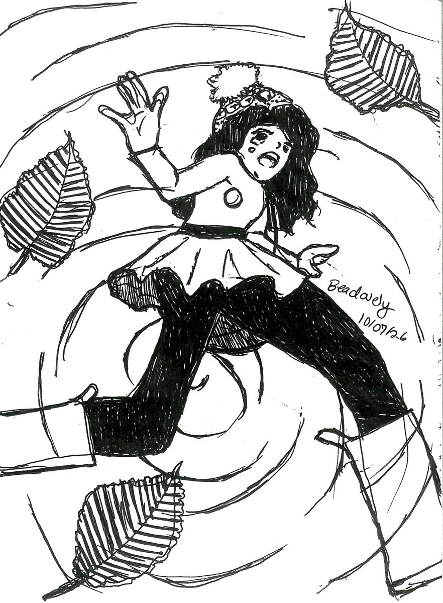 Beadovely's tweet photo. "Don't look down!"

Inktober 2026 Prompt 7 - Panic 🫯 

#inktober2026 #inktober https://t.co/wWtBELszMF