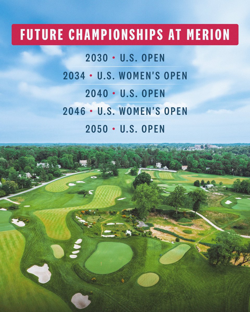 USGA's tweet photo. The newest U.S. Open Anchor Site!

Merion Golf Club joins Pinehurst, Oakmont and Pebble Beach as the fourth Anchor Site, allowing us to invest in the future of our national championship. https://t.co/eZCMNevIVl