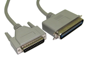 SpringFord14's tweet photo. @RCAVictorCo @davepl1968 1/ I would say it's probably SCSI. SCSI used several different connectors including 50 pin centronics and later (I think it was) 25 pin D type.

Here is one of each on a single cable.
"2m SCSI 1 D25 (M) to 50 Pin Centronic Cable" https://t.co/wVDfxX9Nqr