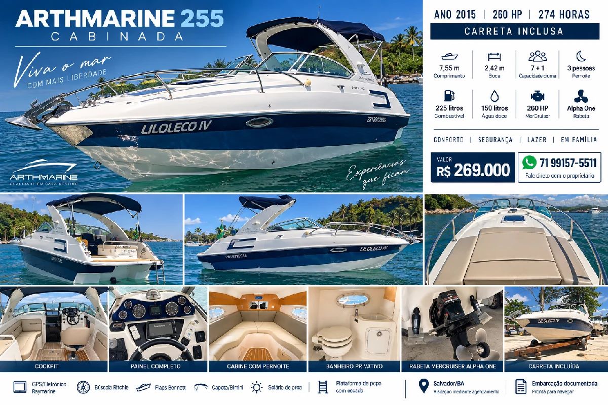 eboatbrasil's tweet photo. 🚤 Lancha Arth 255  a venda

💰 R$ 2.690.000
📍 Brasil - Bahia - Simões Filho
👉 https://t.co/d6HGtX4XnJ https://t.co/4o9sJznjyJ