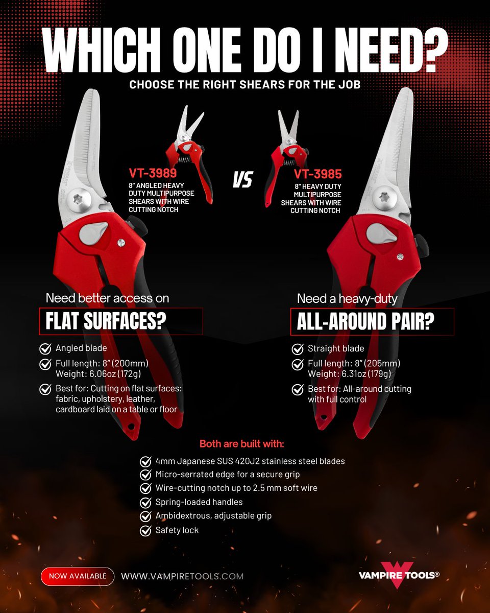 Vampire_Tools's tweet photo. Straight blade or angled? Choose the right cut for the job.

From workbench projects to demanding shop tasks, choose the design that gives you the access and control you need.

Which one would you reach for?

🛒 Shop now and save 20% on our website.
Use code PRIME20 at checkout. https://t.co/HAa3D0ttJl