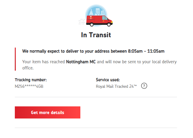 dingjme's tweet photo. paid 24hr tracked, it's been sat in Nottingham 'MC' for 6 days so far. HOW. can't speak to anyone who will give me more info than whats on the tracking page, need 7 days before i can raise a claim. what sort of operation is this! i need answers. 

@RoyaMailAsk @RoyalMail https://t.co/L3VrZvtaMM
