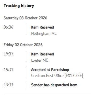 dingjme's tweet photo. paid 24hr tracked, it's been sat in Nottingham 'MC' for 6 days so far. HOW. can't speak to anyone who will give me more info than whats on the tracking page, need 7 days before i can raise a claim. what sort of operation is this! i need answers. 

@RoyaMailAsk @RoyalMail https://t.co/L3VrZvtaMM