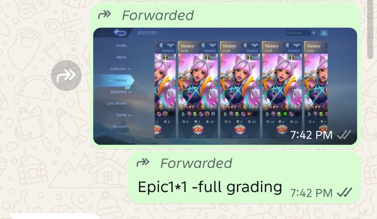 threebbie's tweet photo. Testimoni JOKI AKUN 
ᨳ  EPIC 1 ⭐1 - FULL GRADING MYTHIC
Req Hero/Role : XP/ESME
WSWS

Order JOKGEN JOKI GENDONG / JOKI AKUN MLBB bisa sung dm disini/whatsapp dikerjain langsung sama worker top global harith+yss
https://t.co/eQAumSQE7F

#zonauang #jokiml #jokimlbb https://t.co/YaPhWUZT9M