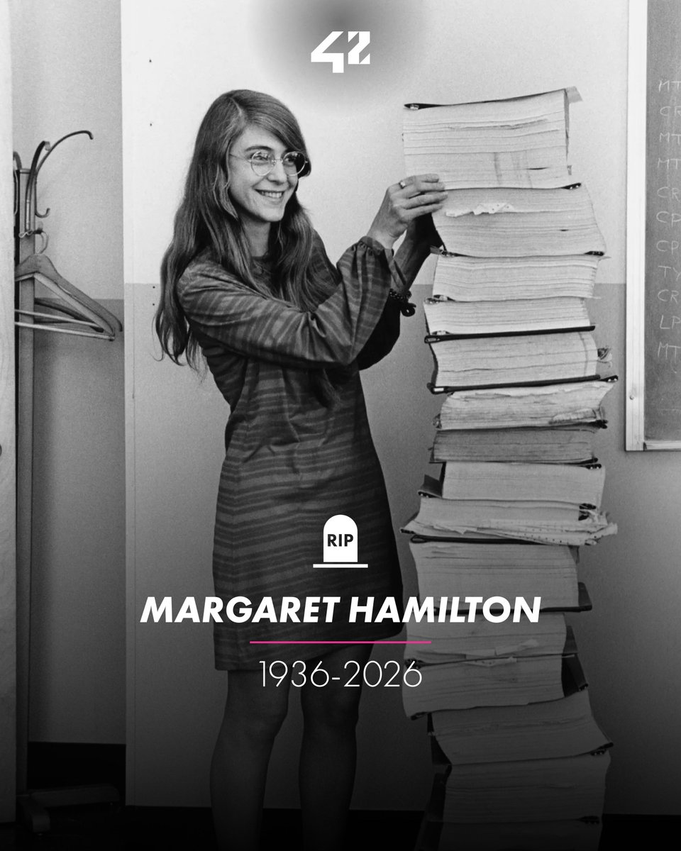 42Network's tweet photo. Rest in peace, Margaret Hamilton (1936 to 2026). 🕊️

She coded a safe path to the moon and turned software into a true discipline. Her legacy is legendary. Are you familiar with her work? 💻🌕

#42Network #42BeyondTheCode #MargaretHamilton #WomenInTech https://t.co/78Am9fnsnO