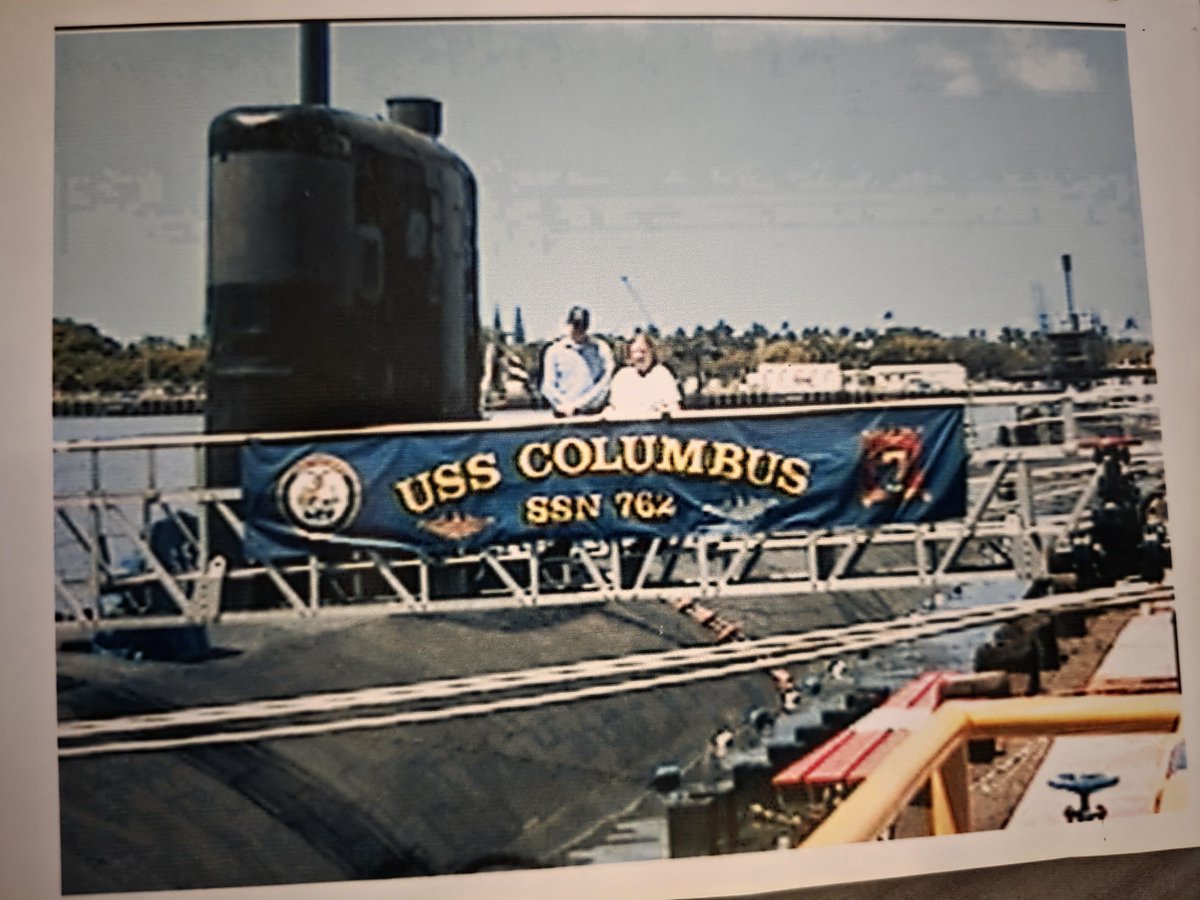 Joe_Moto_Coffee's tweet photo. My mom and me with the USS Columbus (SSN-762). Sub duty was tough, but being stationed out of Pearl Harbor made up for it. #navy #submarine #veteran #pearlharbor #hawaii #oahu #rebuild #onerepatatime https://t.co/kepBm5vPxL