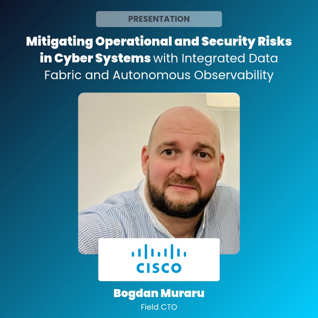 iottechexpo's tweet photo. Mitigating Operational and Security Risks in Cyber Systems
🎙️Bogdan Muraru, Field CTO at @Cisco
📍 IoT Tech Expo Europe | 19-20 October | RAI Amsterdam
🔗 Free tickets: https://t.co/2HTnaJ1l22
#IoT #CyberPhysicalSystems #Cybersecurity #DataFabric #Observability #AI https://t.co/zTglTpbJ28