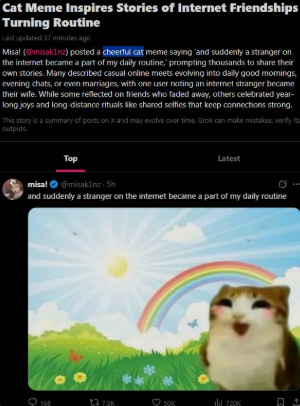 rixshuu's tweet photo. WE'VE JUST BEEN GIVEN A NEW VIRAL CAT MEME!

this "Cheerful Cat" is a brand new meme that is going viral all over Socials !

https://t.co/eQq8uHHdFn

many users are posting and getting THOUSANDS of views!!

i see this cat blowing up online and becoming a huge meme for weeks/months to come!