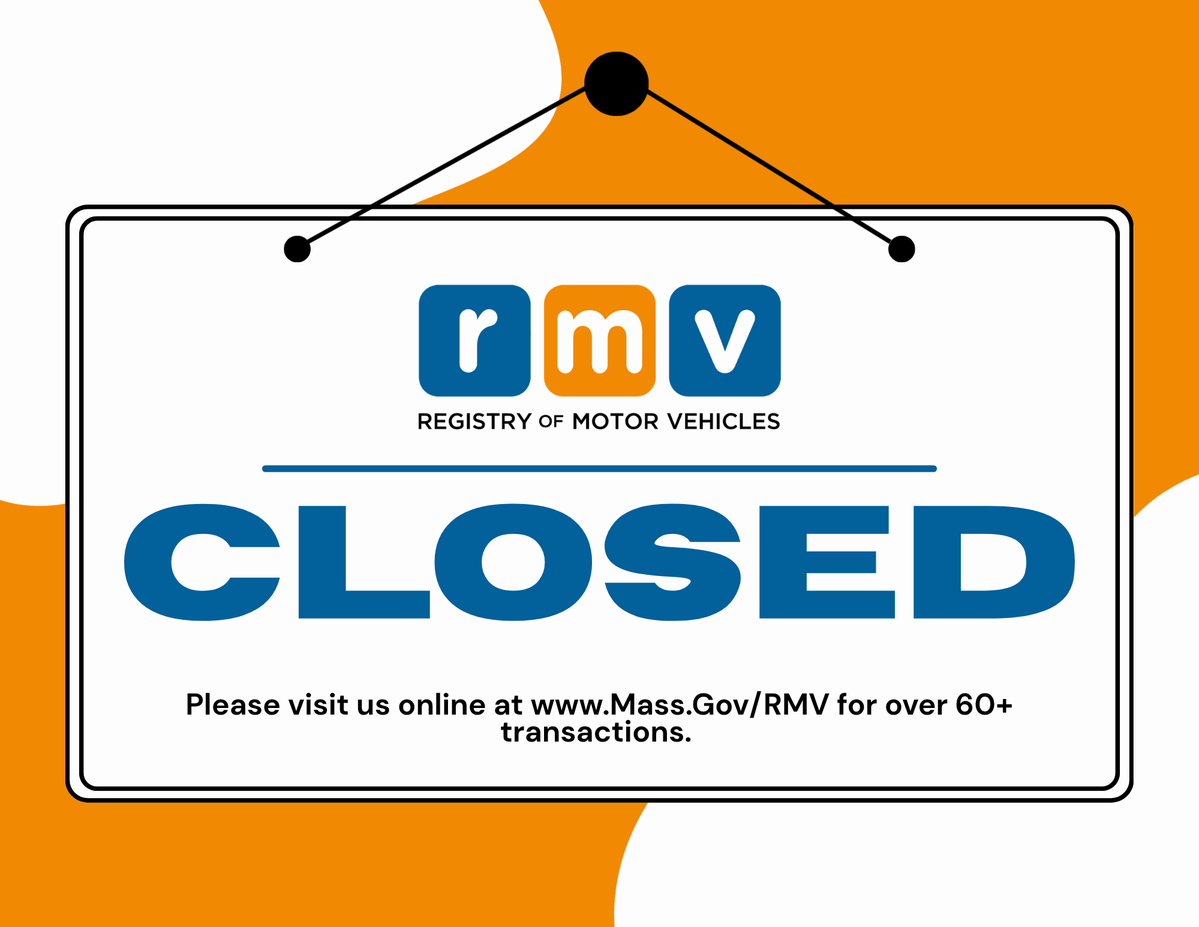 MassRMV's tweet photo. All RMV offices and Service Center locations will be closed on Monday, 10/12 in observance of Columbus Day. Offices will reopen on Tuesday, 10/13. https://t.co/vE8f7BqPMc