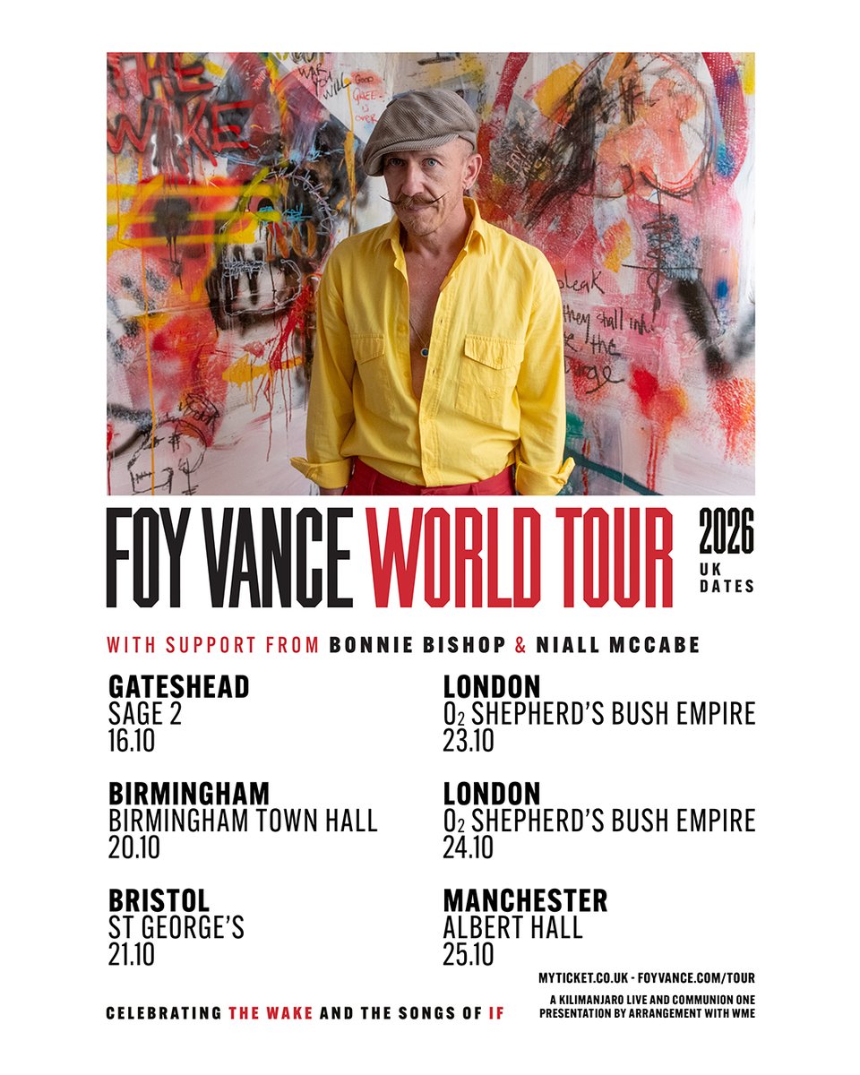 O2SBE's tweet photo. Emmy-winning singer-songwriter @foyvance takes his world tour to #O2ShepherdsBushEmpire on Fri 23 + Sat 24 Oct - don't miss your chance to hear songs from 'The Wake' and upcoming album 'IF' 🎶

Grab your tickets now 🎟️https://t.co/l35BJaVTbB
#FoyVance https://t.co/lg5AIz4FaX