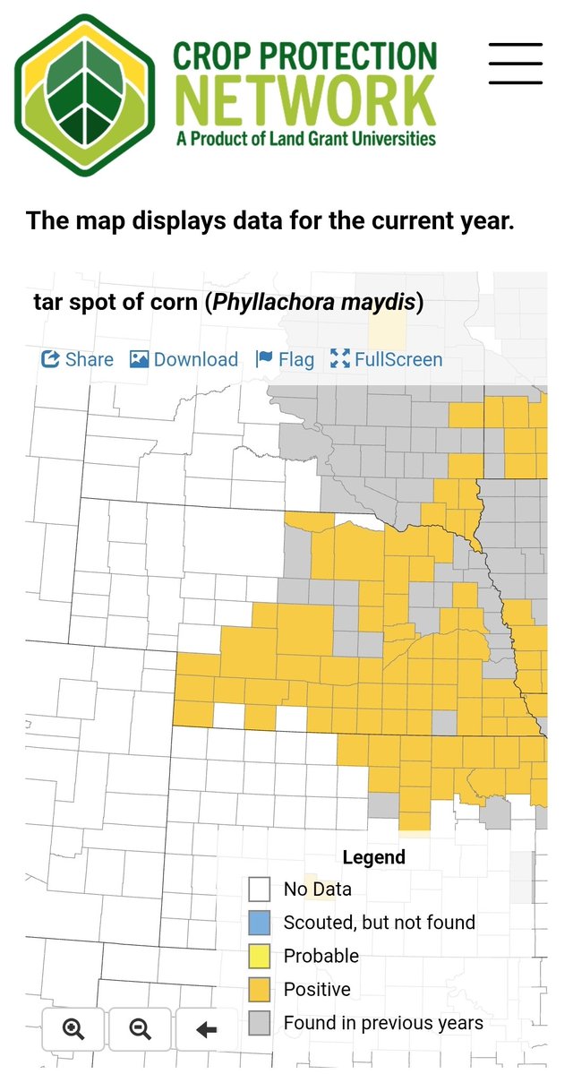 TamraJacksonZ's tweet photo. Tar spot moved further west n recent weeks of cooler, wet weather &amp; has been confirmed n several new counties n southwest Nebraska bordering CO. Send samples to @UNLPlantClinic @UNL_CropWatch @UNLExtension
@NECornBoard @CropNetwork

Crop Protection Network https://t.co/MFJ2P8r0iO https://t.co/zPfGHcpl0t