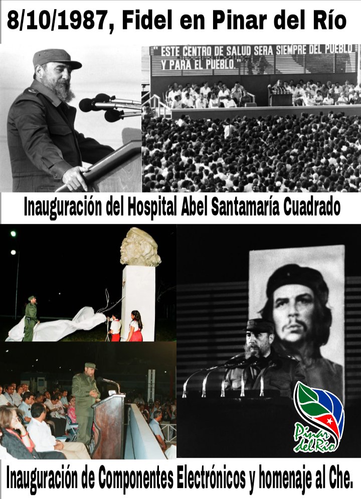 GrandaMorejon's tweet photo. 8/10/1987: #Fidel en #PinardelRío, en jornada histórica.
👉 Inauguración del Hospital Abel Santamaría.
👉 Inauguración de la Fábrica de Componentes Electrónicos, Ernesto Che Guevara, en homenaje al Guerrillero Heroico, en el XX Aniv de su caída en combate.
#Cuba
#CheVive https://t.co/4dZwQMqkGk