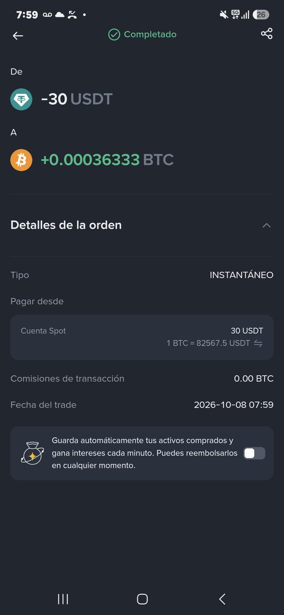 EdwarRo34315609's tweet photo. Compra diaria 30 #USDT en #Bitcoin en @binance haciendo #DCA 
08 oct. 2026
Acumulamos 0.1252 $BTC
Está barato https://t.co/a3wTbsi4IC