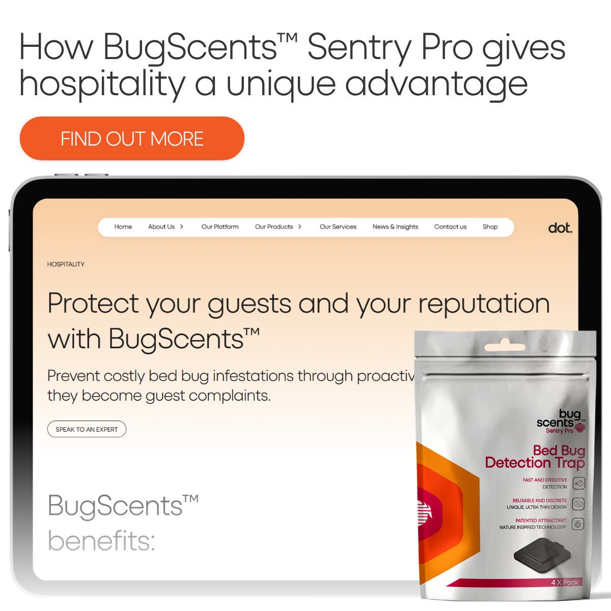 bugscents's tweet photo. Visit our BugScents hospitality page to discover how our technology supports hotels and accommodation providers, then schedule a meeting with our team to discuss your requirements: https://t.co/SXwr7DhW0G
#Hospitality #BedBugs #PestManagement #HotelBedBugs #HotelPestManagement https://t.co/CxRFowEkYd