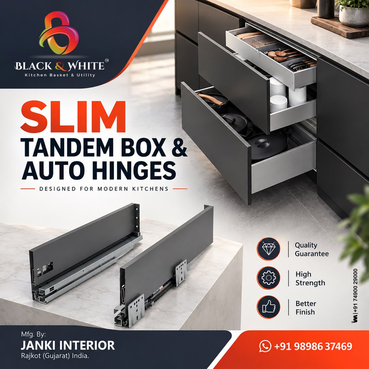 ibais_hardware's tweet photo. JANKI INTERIOR | Rajkot π’
SLIM TANDEM BOX & AUTO HINGES
Mr. Chandresh Patel - +91 98986 37469
WhatsApp: https://t.co/edSt7JKrU3
.
#SlimTandemBox #AutoHinges #RajkotHardware #HardwareFittings #ArchitecturalHardware #HardwareDesign #FurnitureFittings https://t.co/641Urq4PUD