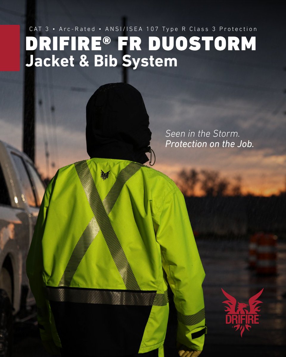 drifire's tweet photo. Crews don't pick the weather. The DRIFIRE® FR DuoStorm Kit is built for it.

2-layer GORE-TEX PYRAD® jacket and bib: FR, arc-rated, weather-ready. Leg zippers and quick-release straps help you suit up over boots.

Be storm-ready: https://t.co/gLmj2dC9RH

#DRIFIRE #FRWorkwear https://t.co/Kuv2n0rdo8