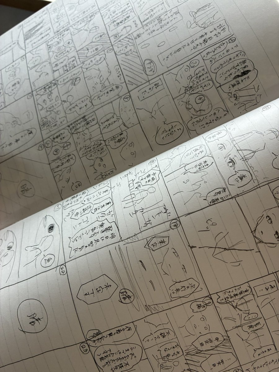 Outo_1's tweet photo. 漫画は1度アナログでコマ割りします https://t.co/hClB1iwbm2