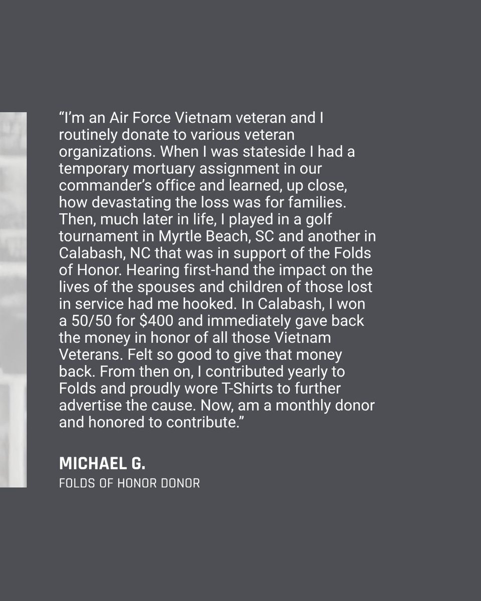 FoldsofHonor's tweet photo. Behind every scholarship is a student. 
Behind every scholarship is also a donor who chose to make that opportunity possible. 

We're sharing a few of their stories and why they support military and first responder families through #FundTheUnfunded. 

https://t.co/NXTNVcMwvi https://t.co/eBy440mVRi